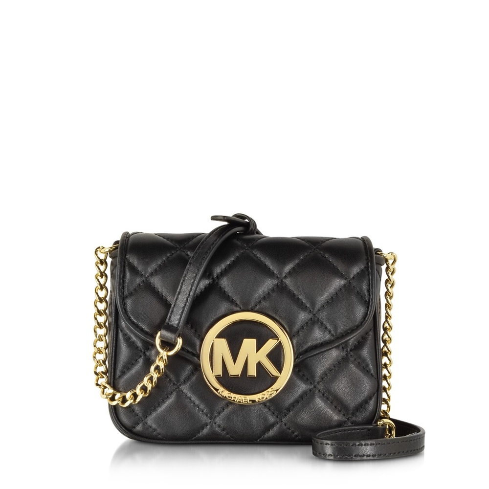 Black leather quilted Michael Kors crossbody bag